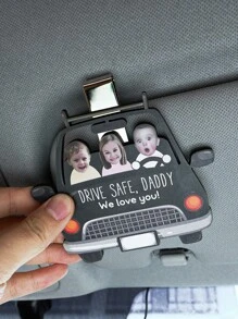 1pc Custom Photo And Text Drive Daddy Car Visor Clip, Personalized Photo Wooden Car Decor Accessories, Custom Car Photo Frames, Personalized Car Visor Clip, Car Personalized Photo Keepsake, Funny Customized Drive Daddy Acrylic Hanger Gift Idea For Husband, Birthday Gift Idea For Papa, Couple Gift, Valentine Gift, Anniversary Gift, Father's Day Gift, Best Friend Gift, Gift For Dad, Gift For Boyfriend. Back To School