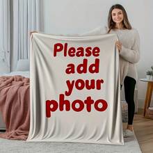 Customized Wedding Photo Flannel Blanket - Personalized Couple Gift, Soft & Warm For Sofa, Bed, Travel, Camping - Digital Printing, Machine Washable, Personalized Blanket | Modern Design | Woven Throw Blanket, Personalized Blanket