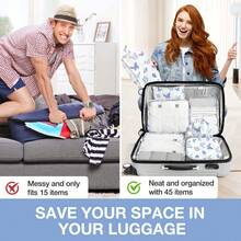 Packing Cubes For Suitcases,Packing Cubes With Shoe Bag, Cosmetics Bag, Clothing Bag, Accessories Bags Packing Cubes For Travel Luggage Organizer Women Men - 8件套藍色蝴蝶 - 查看 6