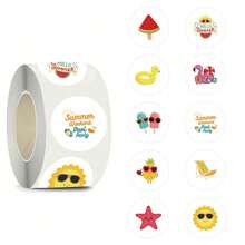 500Pcs Summer Sticker Roll Beach Stickers Summer Stickers Stickers Personalized Stickers Summer Toys Cool Stickers Aesthetic Stickers Vinyl Stickers Stickers For Water Bottle, Hydroflask, Guitar, Luggage, Phone, Case, Laptop, Skateboard, Gift School Supplies, Back To School