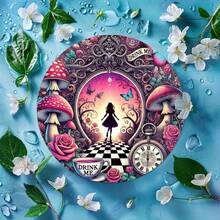 1 件 2D 平面仙境主题 8 英寸圆形木质标牌 - 复古风格墙面装饰，适用于家庭、健身房、咖啡厅、酒吧、厨房、洗衣房、露台、花园、多用途装饰 - 孔样式随机 - 彩色 - 查看 7