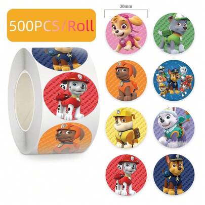 Paw Patrol 500Pcs/Roll PAW Patrol Sticker Roll - Cartoon Dog Stickers For Rewards, Journal & DIY Sealing Tape, School Supplies,Back To School