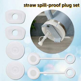 6pcs Cup Straw Splash-Proof Lid & Sealing Gasket Accessories, Compatible With 40oz And 30oz Cups, Includes Straw Lid, Leak Stopper, And Spill-Proof Cap, Clear Color (Please Select The Correct Version)
