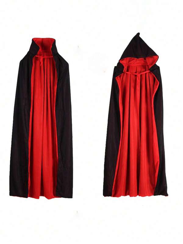 1 pieza/Capa con capucha de 2 capas negra y roja, capa para rol de vampiro/muerte, accesorios para juegos de rol en vivo, accesorios para actuaciones en el escenario, LARP, juegos de escape, casa embrujada, disfraces de Halloween y fantasía