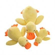 Muñeco de peluche de pato amarillo chillón, juguetes masticables para mascotas para su auto-entretenimiento, para moler los dientes, resistentes a las mordeduras, muñeco interactivo con sonidos realistas de cacareo