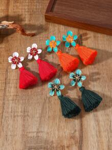 1 par de brincos pendentes de liga estilo boho com borla, brincos longos para mulheres, adequados para praia, festa, uso diário, presente de festival