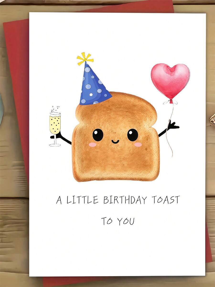 1pc Bread Greeting Cards | Funny Birthday Greeting Cards | Birthday Cards | "A LITTLE BIRTHDAY TOAST To YOU" Cards - The Best Birthday Card For Your Son/Daughter/Friends