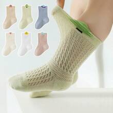 5 Pairs Breathable Mesh Baby Socks, Cotton Infant Socks For Spring & Summer