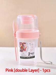 1pc Breakfast Salad Cup, Breakfast Food Container Jar, Portable Fruit & Vegetable Snack Cup With Fork Lid, Yogurt Cup, Diet Cup, Portable Water Cup, Suitable For School, Office, Kitchen, Christmas Gift, Back To School Supplies - Multicolor - View 10