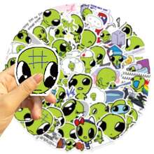 50 pezzi Adesivi alieno, sticker estetici in vinile per scrapbooking, diario, computer portatile, paraurti, skateboard, borraccia, computer, telefono, cartoni animati, elmetto, auto stickers e decalcomanie