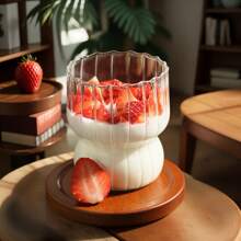 1 tazza in vetro con strisce e pizzo, 260ml - tazza per caffè freddo, tazza per latte a colazione, tazza per avena a colazione, tazza per caffè