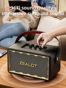 ZEALOT MT01 60W Wireless Speaker, Outdoor Portable, Bluetooth Speaker, 24000mAh Long Battery, Up To 8 Hours Of Playback Time, Supports Mobile Phones/Tablets/TVs. Compatible With SD Card/USB/AUX, Serial Pairing Function, Suitable For/Car/Outdoor/Camping/Beach/Party - Black - View 7