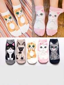 5 Pares (Cor e Estilo Aleatórios) Meias Curtas Femininas Fofas com Renda, Meias Rasas Tipo Barco, Respiráveis, Meias Finas de Tornozelo para o Verão