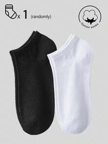 20/10/5/3/1 Pairs Men's Cotton Socks, Short Socks, Invisible Socks, Double-Line Anti-Slip Design, White/Black, Low-Cut Socks, Ankle Socks, Moisture-Wicking, Soft & Breathable, Suitable For Business, Casual, Home, Sports, College Style, All Seasons, Random Color Delivery