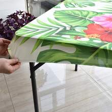 Square Fitted Tablecloth With Elastic Edge Tropical Palm Leaves Design, Outdoor Square Card Table Tablecloth For Indoor Kitchen Decor