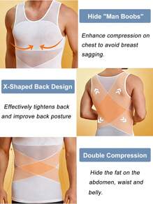 Slimming Mens Tummy Control Shapewear Vest Belly Gynecomastia Boobs Abdomen Compression Shirts Tank Top Underwear Waist Trainer Body Shaper Undershirts Training Sports Gym Workout Fitness