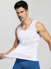 Slimming Mens Tummy Control Shapewear Vest Belly Gynecomastia Boobs Abdomen Compression Shirts Tank Top Underwear Waist Trainer Body Shaper Undershirts Training Sports Gym Workout Fitness
