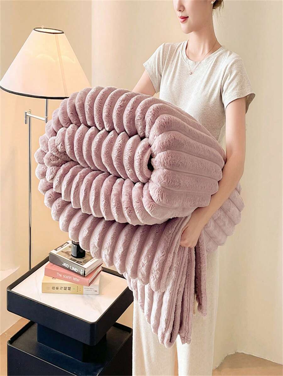 1 Stück gestreifter, weicher und bequemer Flanell-Decke, für Sofa und Bett Zuhause, geeignet für Schlafzimmer Dekoration, Lässig, Herbst, Weihnachten, Halloween