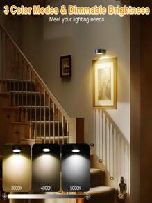 1/3/6 Stücke kabellose Metall Wandkunst LED Bildleuchten, mit magnetischer kabelloser Wandlampe, Lichterketten, Lampen, LED-Leuchten, Nachtlicht, Beleuchtung, Buchleuchte, LED-Leuchten für Räume - einstellbare Farbtemperatur, Timer, Fernbedienung und Taststeuerung - perfekt für Galerien, Treppen, Flure