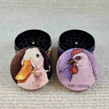 Oil Painting Duck And Chicken With Cigarette Metal Grinder-50mm