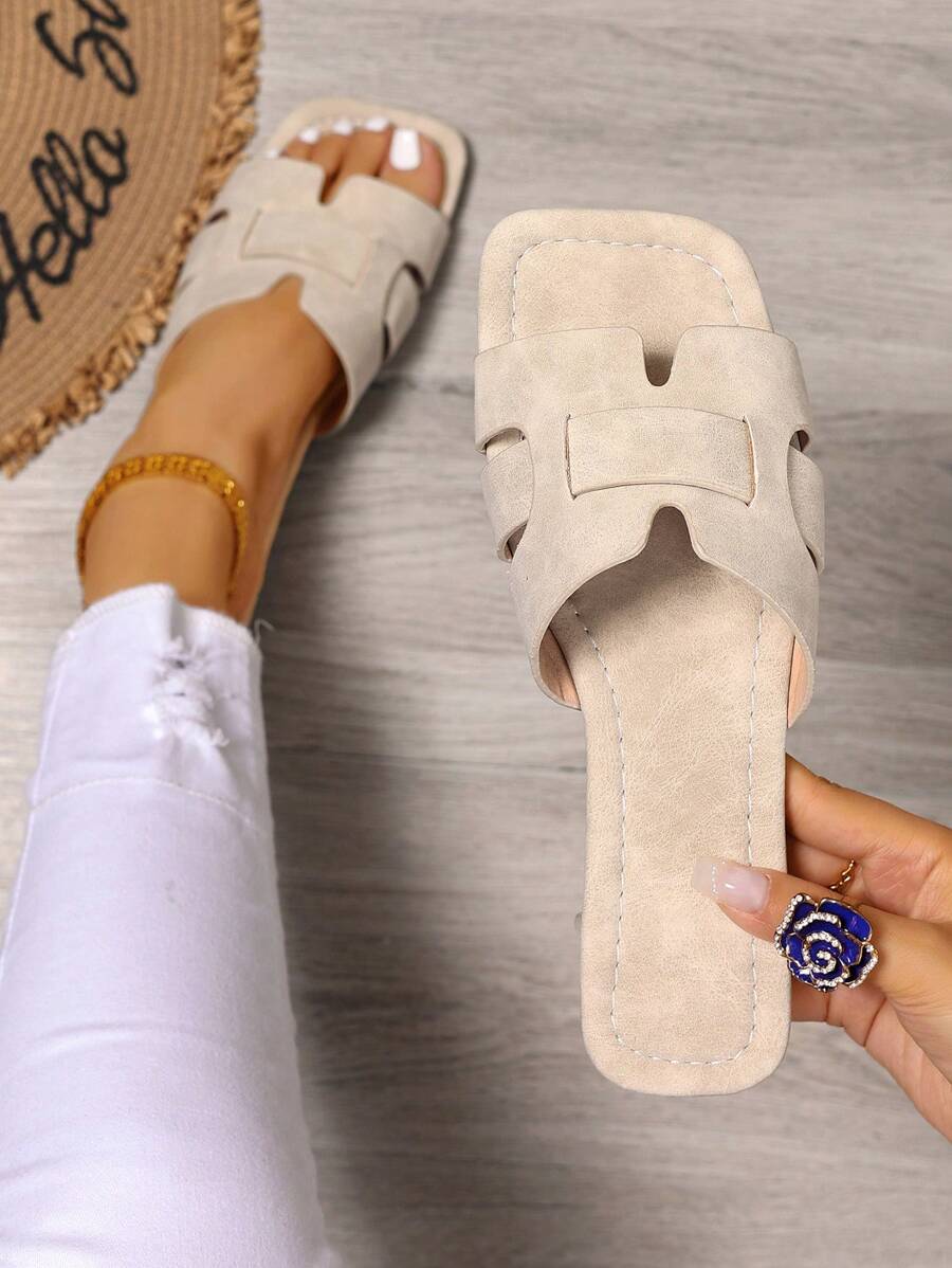 Sandalias planas casuales estilo coreano para mujer, sandalias romanas de verano de punta abierta y tejidas, sandalias tipo slide de moda para usar con vestidos o en la playa, zapatos bohemios de tacón bajo y holgados para el verano