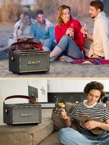 ZEALOT MT01 60W Wireless Speaker, Outdoor Portable, Bluetooth Speaker, 24000mAh Long Battery, Up To 8 Hours Of Playback Time, Supports Mobile Phones/Tablets/TVs. Compatible With SD Card/USB/AUX, Serial Pairing Function, Suitable For/Car/Outdoor/Camping/Beach/Party - Black - View 12