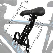 Adjustable Universal Baby Bicycle Seat, Child Saddle Front Frame Handlebar Quick Release Outdoor Parent-Child Seat With Footrest - Black - View 4