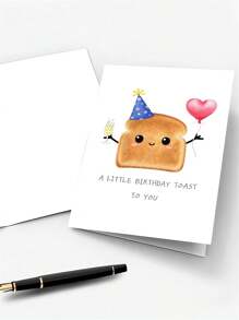 1pc Bread Greeting Cards | Funny Birthday Greeting Cards | Birthday Cards | "A LITTLE BIRTHDAY TOAST To YOU" Cards - The Best Birthday Card For Your Son/Daughter/Friends