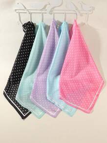1 pièce Foulard carré petit à pois pour femmes, foulard de mode pour navette, cravate de style français rétro en faux soie