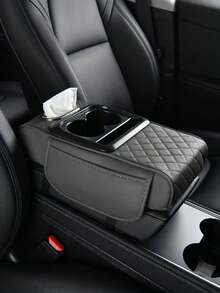 Car Armrest Box, Automotive Armrest Pad, Car Central Armrest Console, Ergonomic Armrest Box, Upgrade Driving Comfort, Wear-Resistant & Easy To Clean, Fit Most Vehicle Models, New Tissue Box Storage With Cup Holder, Layered Storage, Ideal Holiday Gift, Color Options: Black, Grey, Black&Red, Brown, Beige - Multicolor - View 4