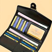 Retro Crocodile Print Wallet With Golden Snake Clasp - Long Multi-Layer Zipper Card Case For Women, Black And Gold Retro Design