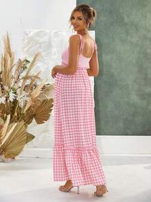 Joyfunear 孕妇格子印花简约休闲无袖连衣裙