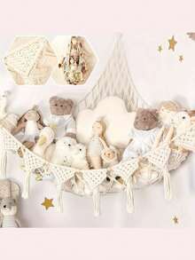 1pc Knitted Plush Doll Storage Triangle Net Bag, Can Be Hung As A Swing Or Hammock In The Corner, Cute And Practical As Decor - Multicolor - View 8