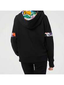 Puma Sudadera con capucha de manga larga informal con empalme de moda deportiva - Negro - Ver 3