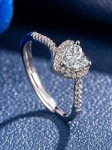 1pc Stainless Steel Fashionable Heart Shaped Love Ring For Women Valentines