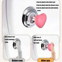 1pc Creative Heart-Shaped Toilet Flush Button Assist, Fashionable Bathroom Tank Button, Suitable For Manicure Use Bathroom Accessories Bathroom Tools - Multicolor - View 7