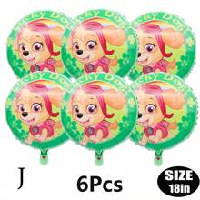 Paw Patrol Offiziell genehmigter 6er-Pack PAW Patrol Brave Adventure Suche und Rettung Hunde Thema Geburtstags Party Deko Ballon Set, 18 Zoll süßer Stadt Rettungshund Muster runder Aluminiumfolie Ballon Set, verschiedene Styles wählbar, Geburtstagsparty Wanddekoration, perfekt für Geburtstag Zeremonien Partywand Deko, Ballon Kombinations Dekorations Zubehör