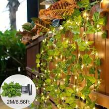 1 Stück, 2m/6,56ft 20LEDs, 5m/16,4ft 50LEDs, 10m/32,8ft 100LEDs solarbetriebene Efeu Lichterkette, Grün Blattpfad Lichter, Rasen Lichter, Garten Lichter für Hochzeit, Party, Garten, Camping, Zaun, Park, Fluss, Musikfestival Dekoration, Solar betrieben