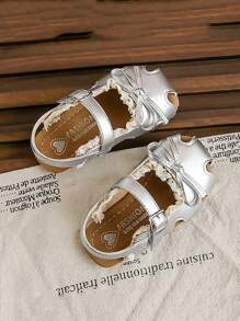 Girls Summer Floral Ballet Style Fairy Sandals, Nature-Inspired Princess Bows Shoes