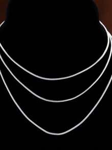 5 Peças Conjunto de Colares de Corrente de Cobra Prateada de Cobre de Alta Qualidade com Corrente de Clavícula e Conjunto de Joias de Corrente de Osso de Cobra Minimalista de 18-30 Polegadas para Férias e Moda