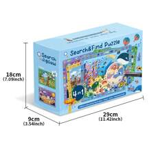 Giocattolo puzzle cognitivo 4 in 1 di ricerca e scoperta per bambini, 4 puzzle da 60 pezzi in una scatola tematici di spazio, oceano, foresta e parco divertimenti, ottimi regali per compleanni, vacanze, Natale