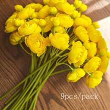 9pcs Artificial Ranunculus Flowers, Realistic Mini Floral Bouquet, Bulk Fake Wedding Filler Flowers For Centerpiece Decor, Bridal Shower Decoration - Multicolor - View 13