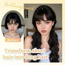 20-Inch Wavy/Straight Ponytail Wig With A Stylish Look Featuring A Korean Slouchy Layered Synthetic Curl, Thick Anti-Slip Rubber Band For A Low Ponytail