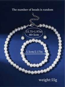 4pcs/Set Fashion Simple Faux Pearl Jewelry Set - Necklace, Bracelet, Earrings, Exquisite Jewelry Gift For Girls & Women, Suitable For Friends And Family (Pearl Pieces Random)