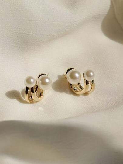 1 par mångsidiga minimalistiska eleganta örhängen med fuskpärlor för alla hjärtans dag-accessoarer