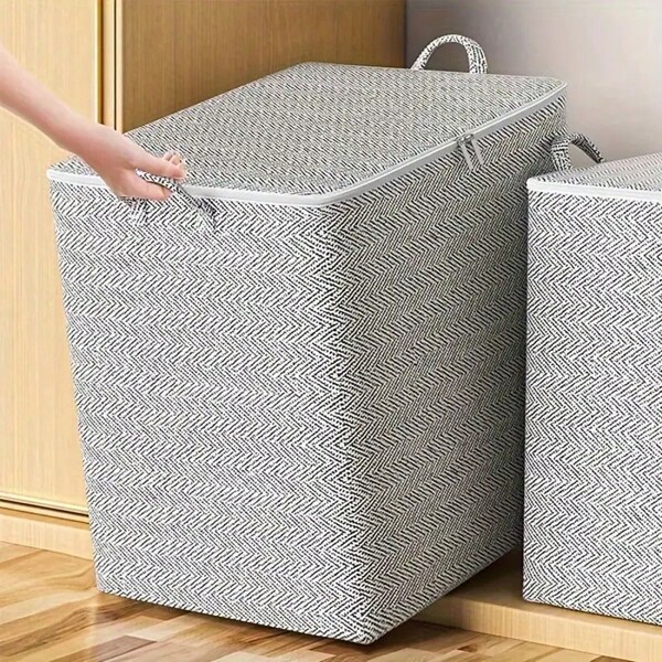1pc Large Capacity Modern Rectangle Fabric Storage Bags - Durable, Multipurpose, Non-Waterproof Closet Organizers For Bedroom, Home, And Moving - Easy To Use, Space-Saving, And Foldable