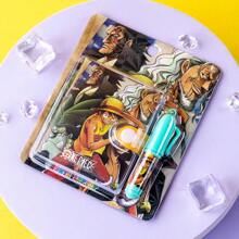 bandai 1 pieza Cuaderno de espiral de Bandai con dibujos animados de One Piece, libreta de notas para estudiantes, set de anime con bolígrafo y colgante, cuaderno de material, diario, útiles escolares, premio para estudiantes, cuaderno para fiestas, artículos de papelería de regreso a la escuela, uso de oficina, bolígrafo para exámenes