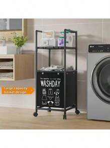 1pc New Multi-Layer Laundry Basket With Storage Rack, Bathroom And Kitchen Storage Organizer