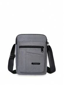 1pc Fashion Boys Crossbody Bag Solid Color Casual Square Shoulder Bag Phone Wallet Key Coin Storage Bag Portable Zipper Design Casual Bag Suitable For Shopping, Gatherings, Holidays, Festival Activities, Entertainment, Vacation And Other Occasions Perfect Gift For Boys Students Thanksgiving Gift - Multi-pocket Small Square Bag - View 4