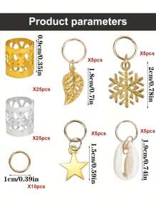 80PCS Golden Hair Accessories For Braids, Aluminum Dreadlocks, Dreadlocks Hair Accessory Sets, Metal Bracelets Dreadlocks, Braid Hair Jewelry, Hair Bands, For Decorating Women And Men's Hair ,Flat Claw Clip, Claw Clips, Clips For Hair, Hair Slide, Hair Claws